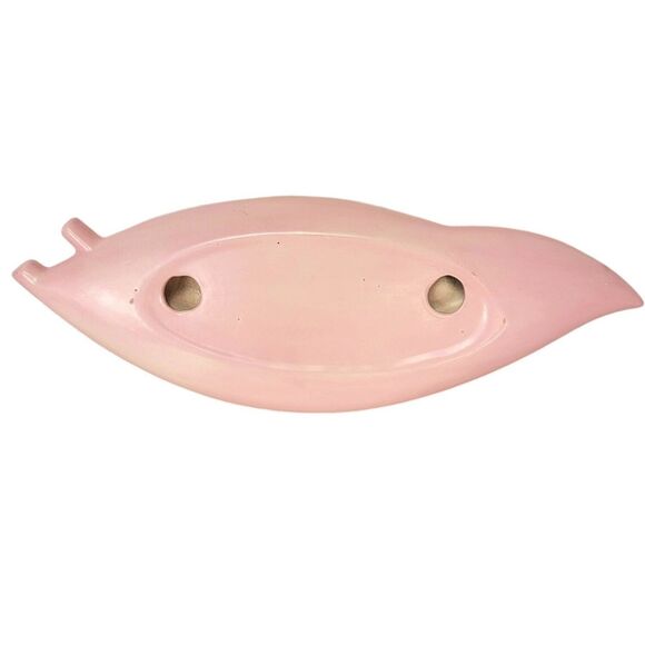 Vintage MCM 50s Atomic Pink Floral Ceramic Large Centerpiece Ashtray Mid-Century - Picture 12 of 13